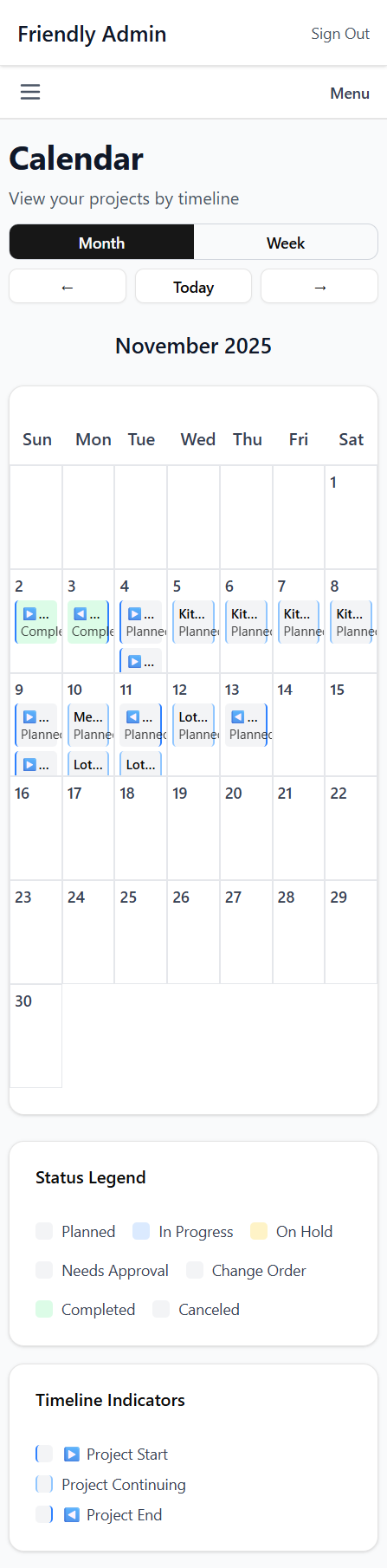 Calendar - Mobile